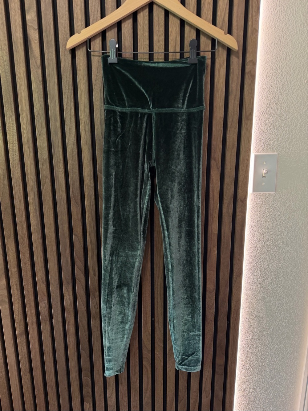 Beyond Yoga Dark Green Velour High-Waist Leggings